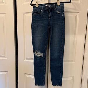 PAIGE Midnight Blue Ripped Skinny Jeans